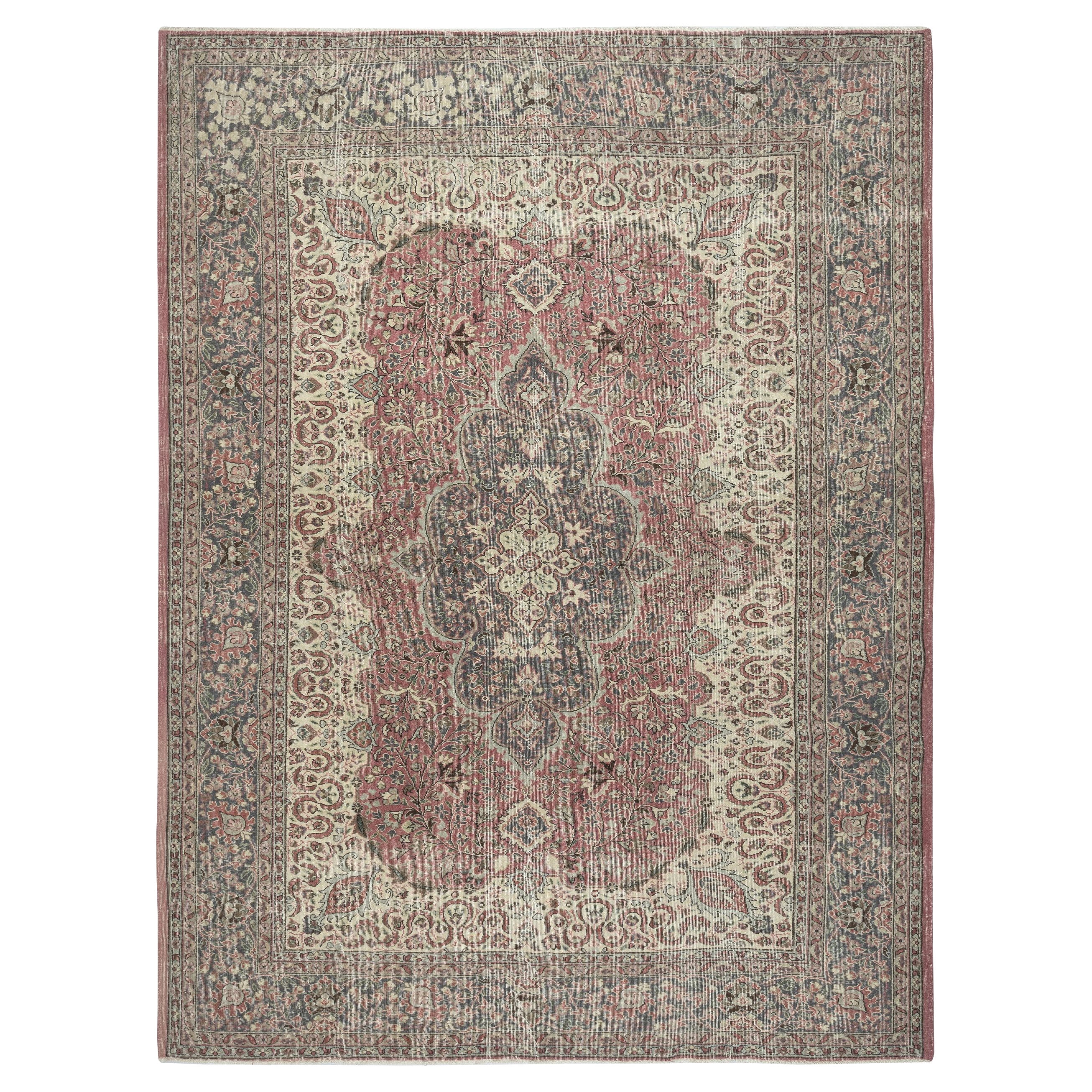 Alfombra Turca Vintage Ona-de-una-buena, anudada a mano, alrededor de 1940