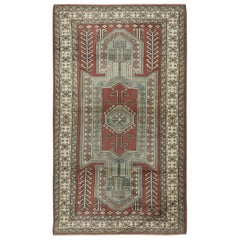 4.3x7.3 Ft One of a kind Vintage Handmade Turkish Rug, 100% Wool