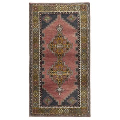 3.8x7 Ft Vintage Turkish Rug for Country Homes & Tribal Interiors, 100% Wool