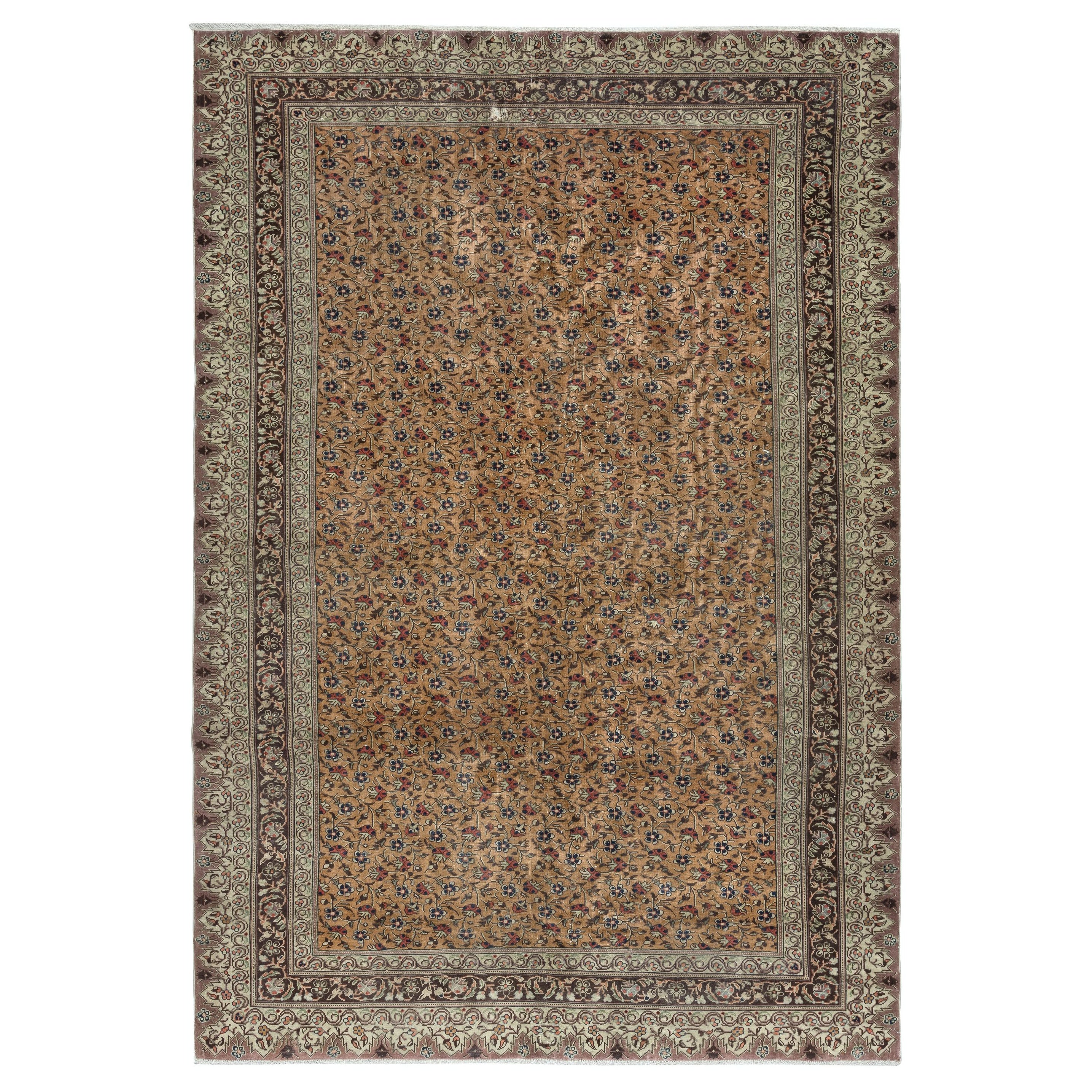 6.6x9.4 Ft Decorative Vintage Handmade Turkish Area Rug with Floral Design (tapis turc à motifs floraux) en vente