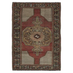 4x5.4 Ft One of a kind Vintage Handmade Turkish Rug with Medallion. All Wool