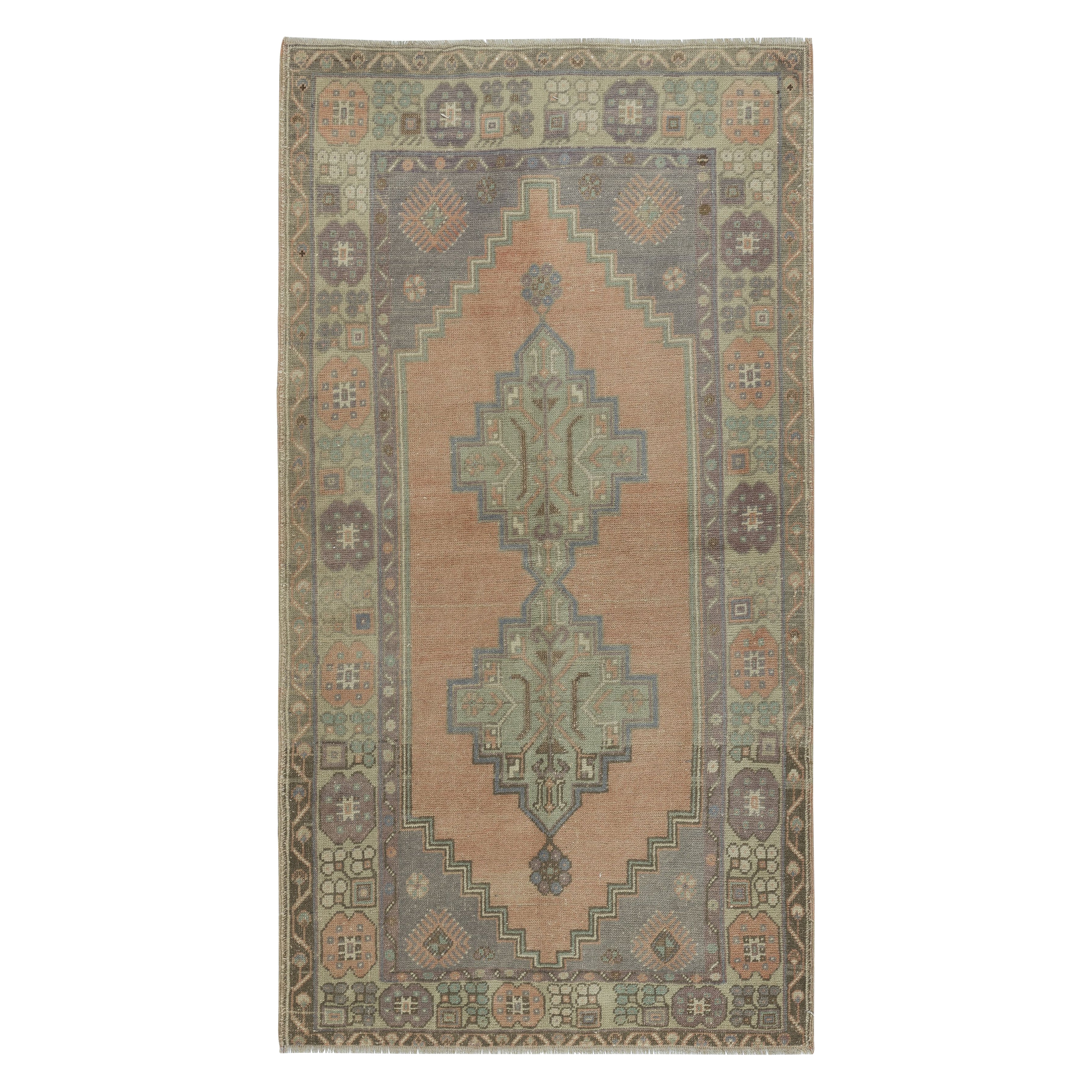 3.7x6.8 Ft Rustique Unique en son genre Vintage Tapis d'Orient Turc fait à la main. 100% laine
