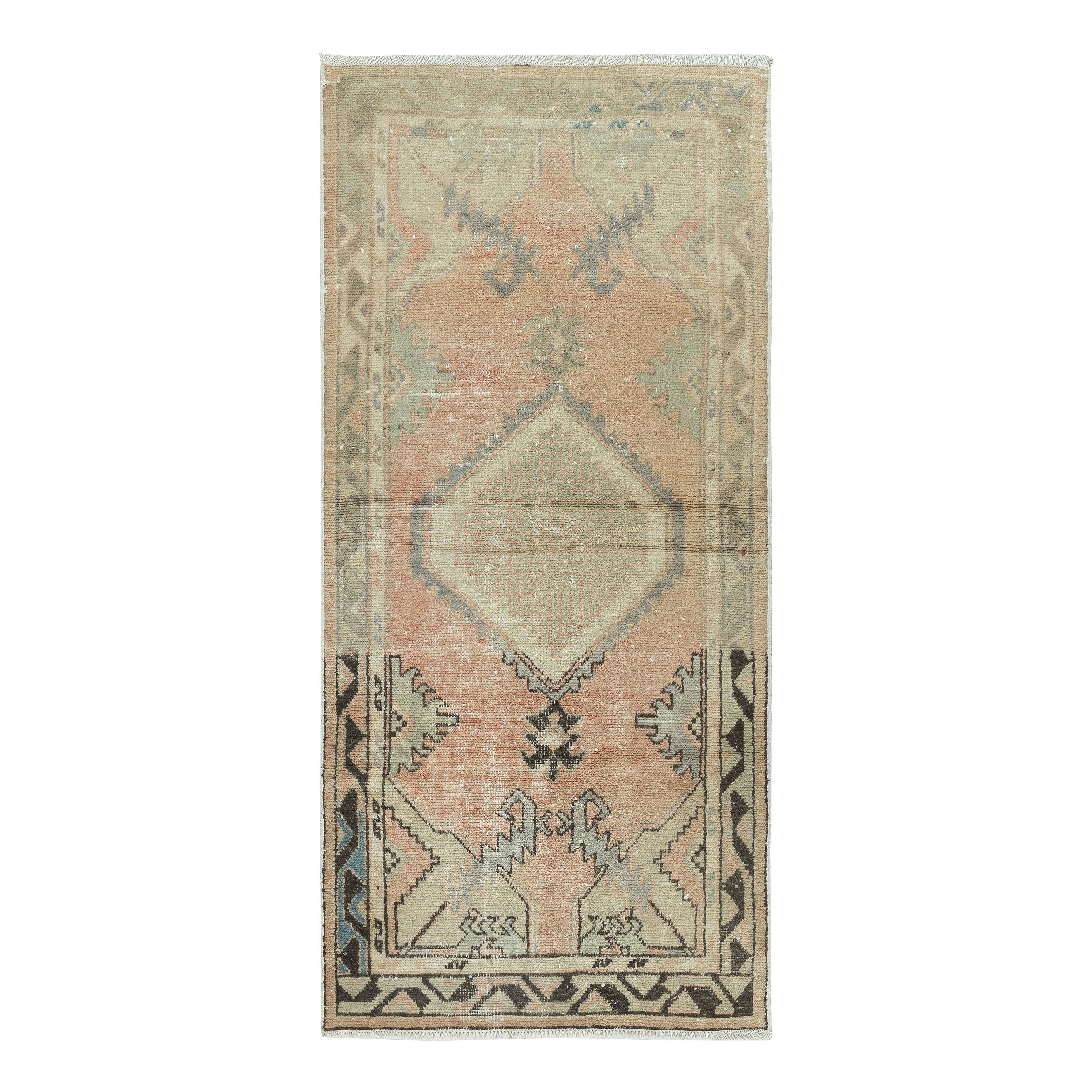 Tappeto d'accento turco 31x67, tappetino per porta unico, tappeto da cucina fatto a mano