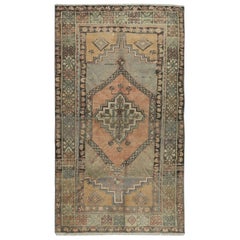 Tappeto orientale tradizionale vintage fatto a mano, 3.8x6.5 Ft. 100% lana