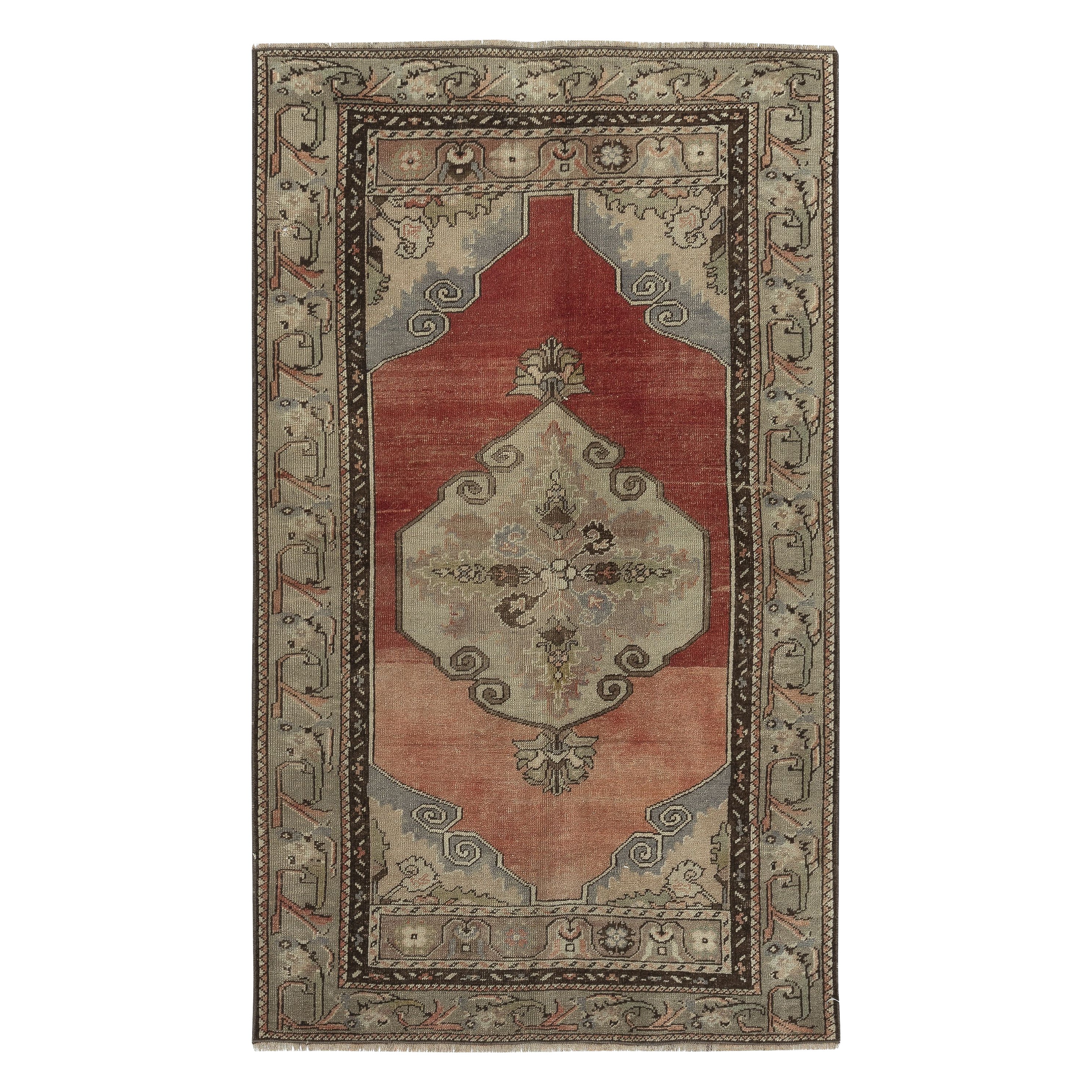3.3x5.4 Ft Ein von einem Paar Vintage handgefertigten türkischen Bereich Teppich, 100% Wolle