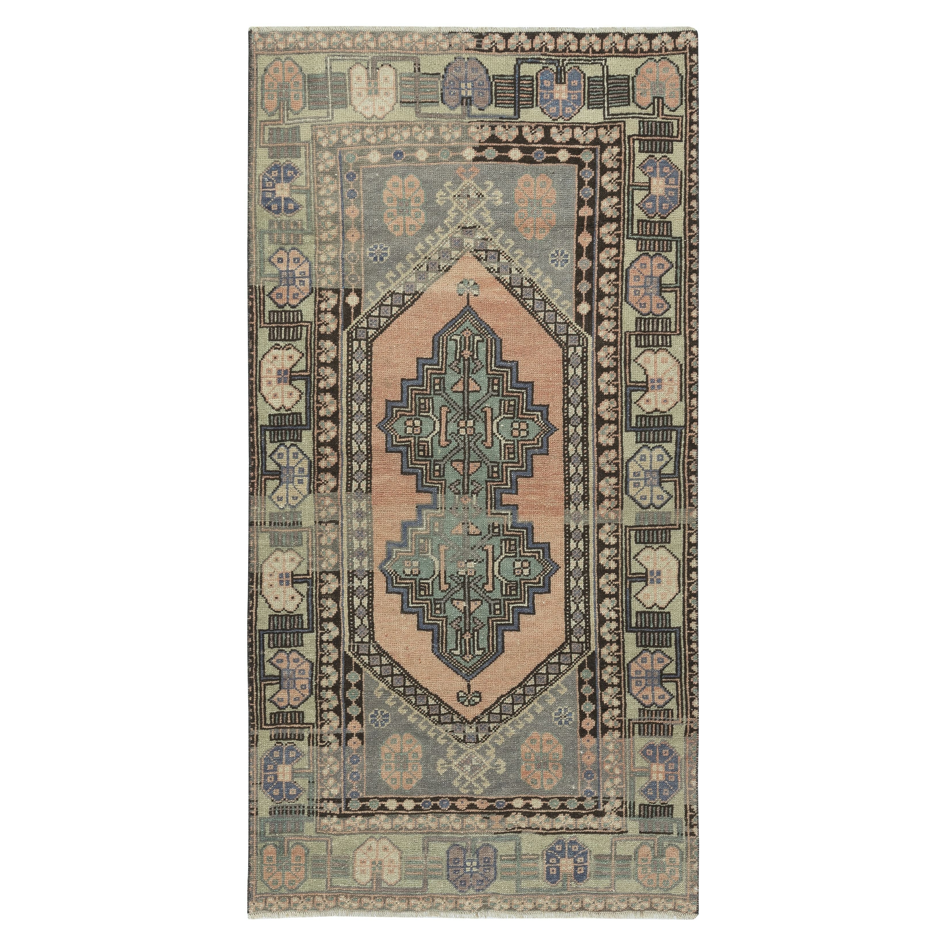 3.3x6.5 Ft Traditional Vintage Handmade Turkish Oriental Rug. 100% Wool
