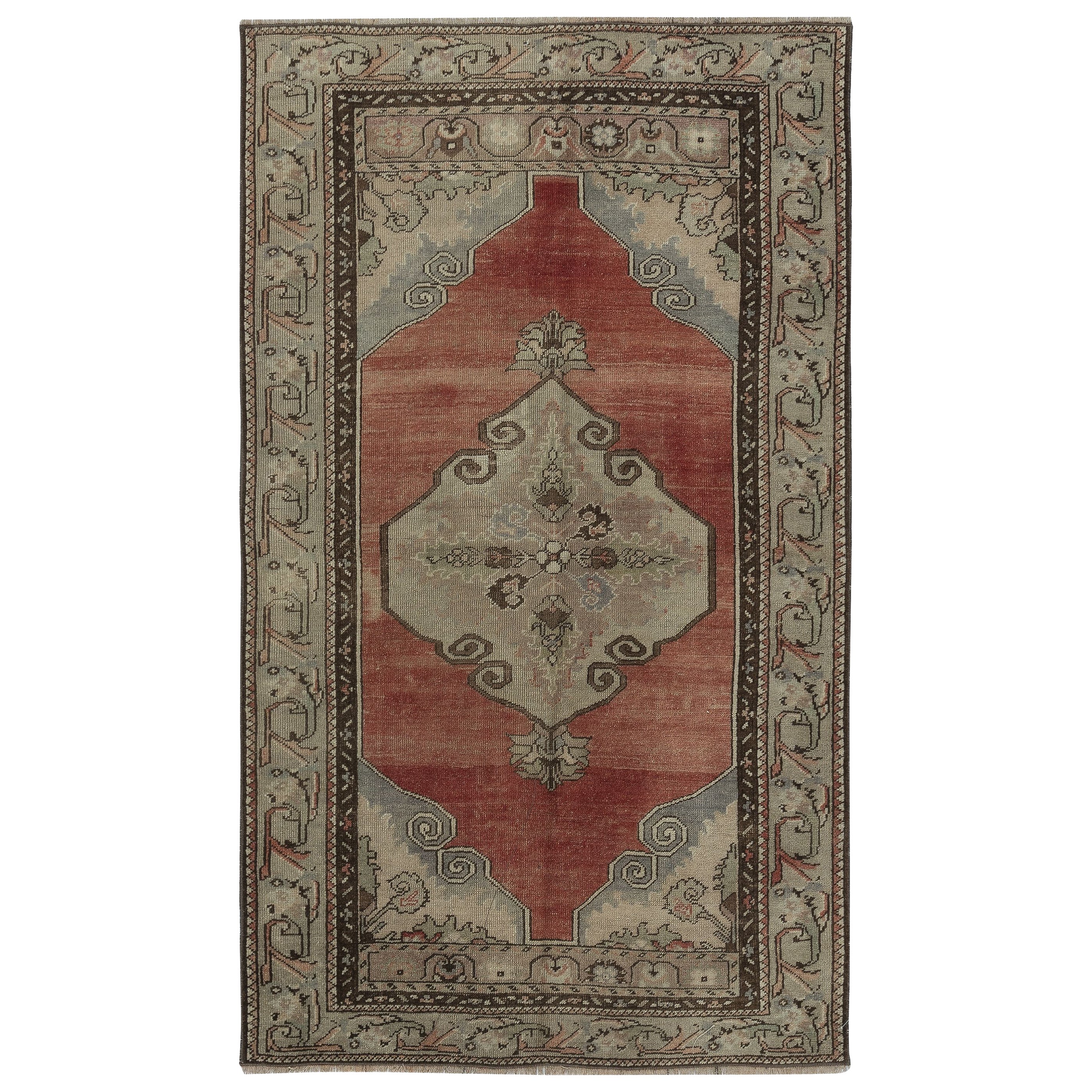 3.3x5.5 Ft One of a pair Vintage Handmade Turkish Area Rug, 100% Wool