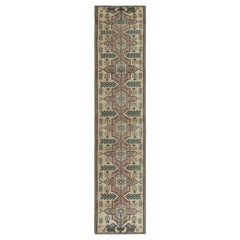 2,7x11,5 Ft handgefertigter schmaler Vintage-Läufer aus türkischer Wolle für Flur-Dekor