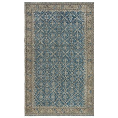 7.4x12 Ft Vintage Handmade Turkish Wool Area Rug. One of a kind Large Carpet