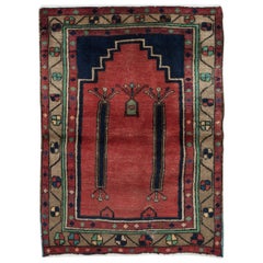 32x43 in Handmade Turkish Prayer Rug. Ramadan Gift. Vintage Red Prayer Mat
