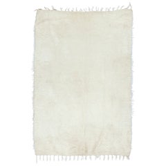 3.7x5.6 Ft Nuovo Rug & Kilim a trama piatta in lana di capra, Copriletto a tinta unita color crema