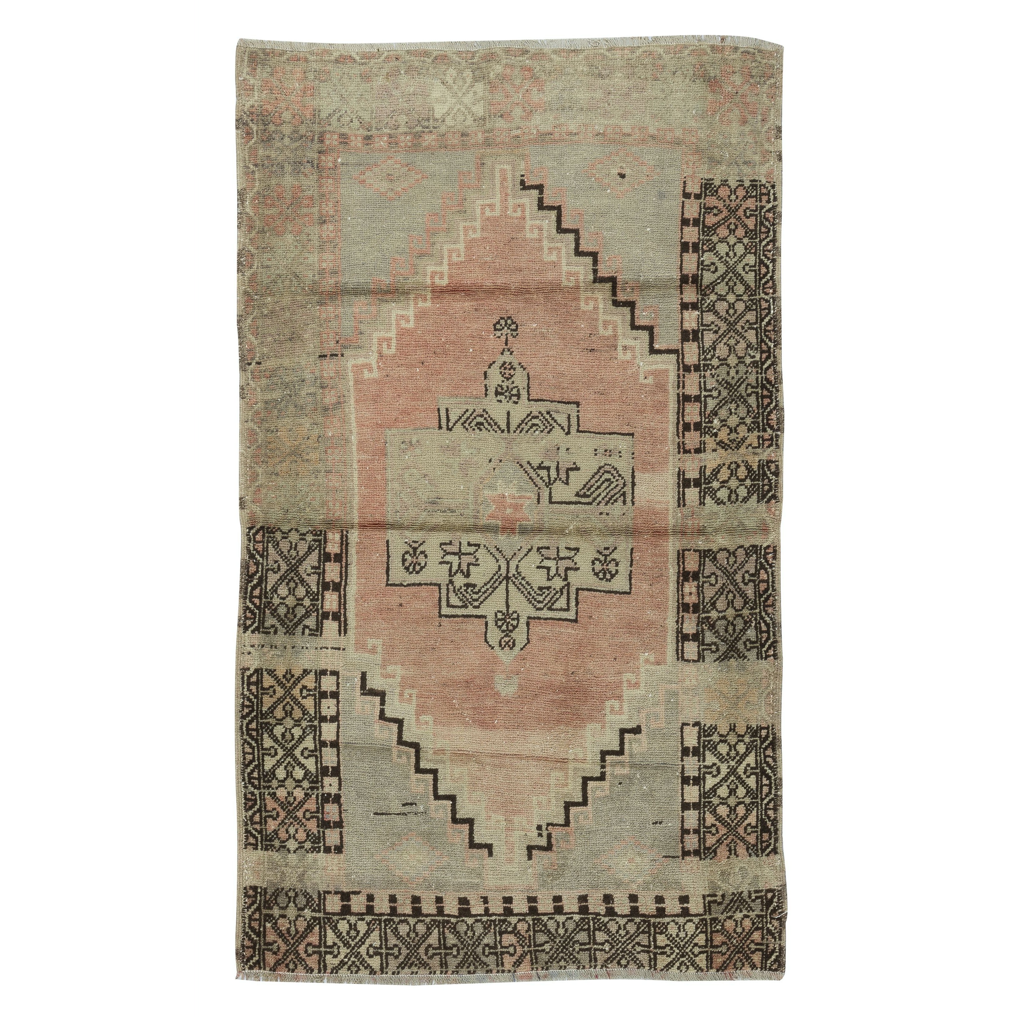 3.7x6.4 Ft Tapis d'Orient turc vintage noué à la main, unique en son genre. 100% laine en vente