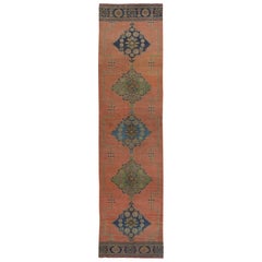 3x11.7 Ft 1960s Runner Rug pour la cuisine. Tapis de couloir fait main. Tapis d'escalier turc