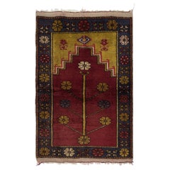 30x43 in Handmade Turkish Prayer Rug. 100% Wool. Vintage Red Prayer Mat