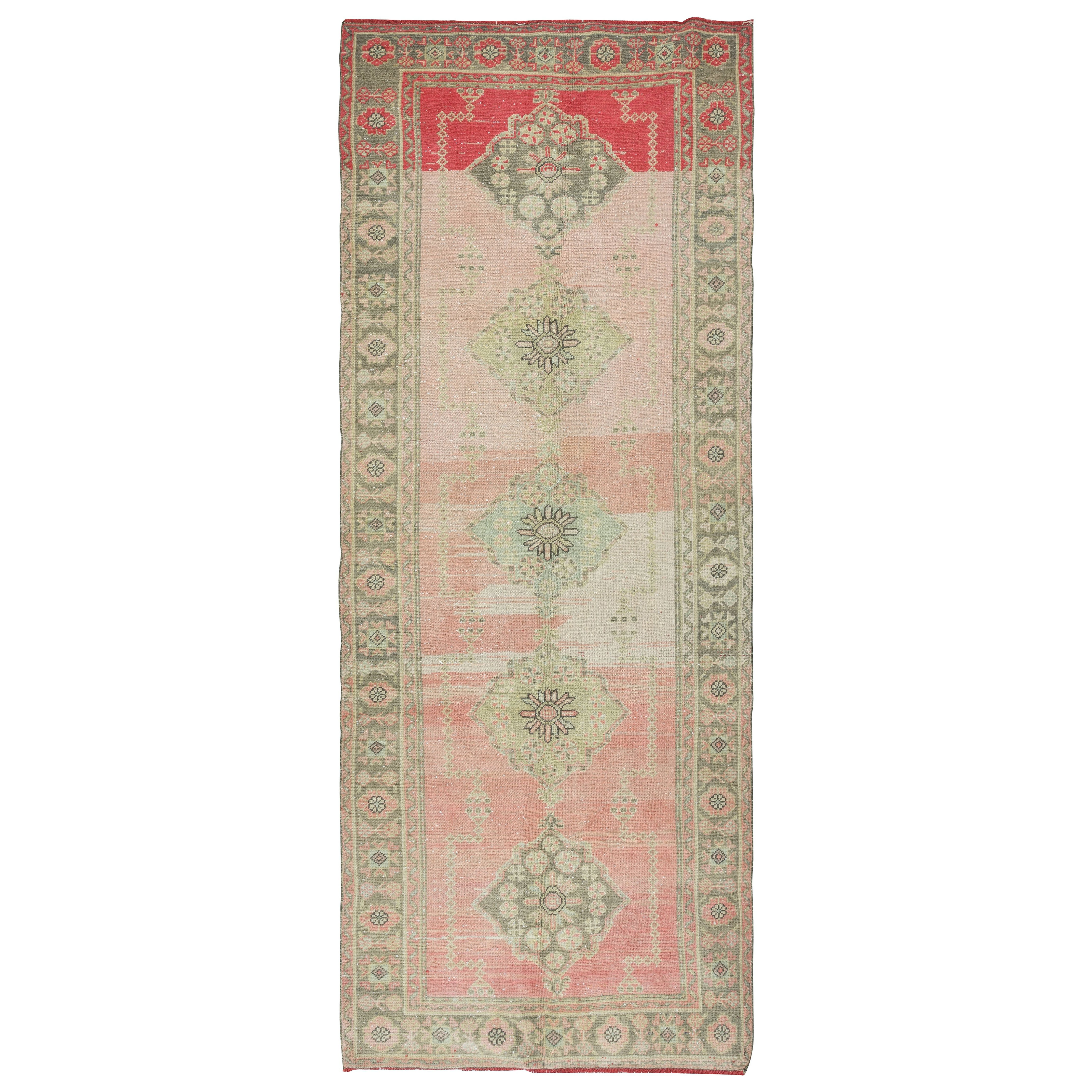 4.5x11.3 Ft Vintage Runner Rug for Kitchen. Hallway Rug. Turkish Stair Rug