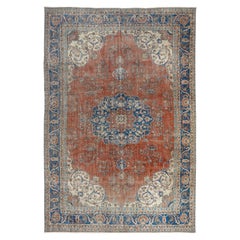 7.5x11.2 Ft Vintage Handmade Türkische Wolle Bereich Teppich. Einzigartiger großer Teppich
