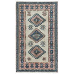 Alfombra Turca Vintage Tradicional Hecha a Mano 4,2x7 Pies. 100% Lana