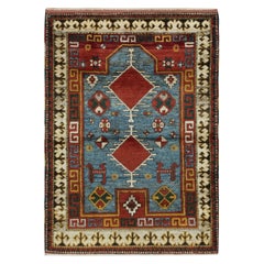 3.8x5.2 Ft Reproducción de una antigua alfombra de oración caucásica de lana Bordjalo Kazak