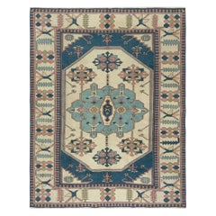 7.5x9.4 Ft Vintage Handmade Geometric Patterned Turkish Area Rug, 100% Wool