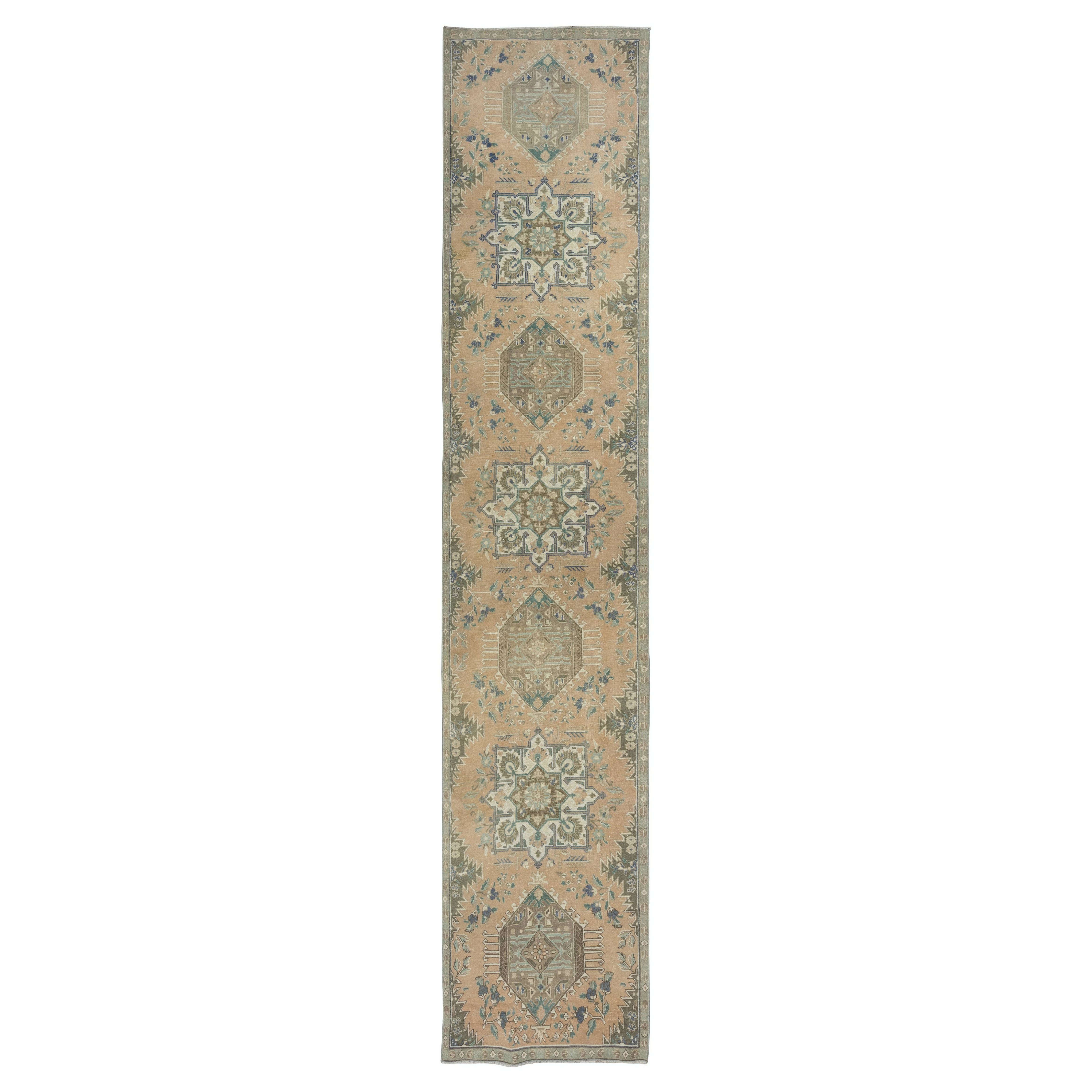 2.6x13.4 Ft Old Kitchen Runner Rug. Hallway Rug. Narrow Stair Rug. Corridor Rug For Sale