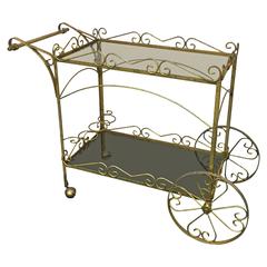 Exceptional Italian Two-Tier Brass Bar or Tea Cart