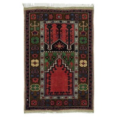 Tappeto da preghiera Vintage Konya, unico nel suo genere, di origine turca