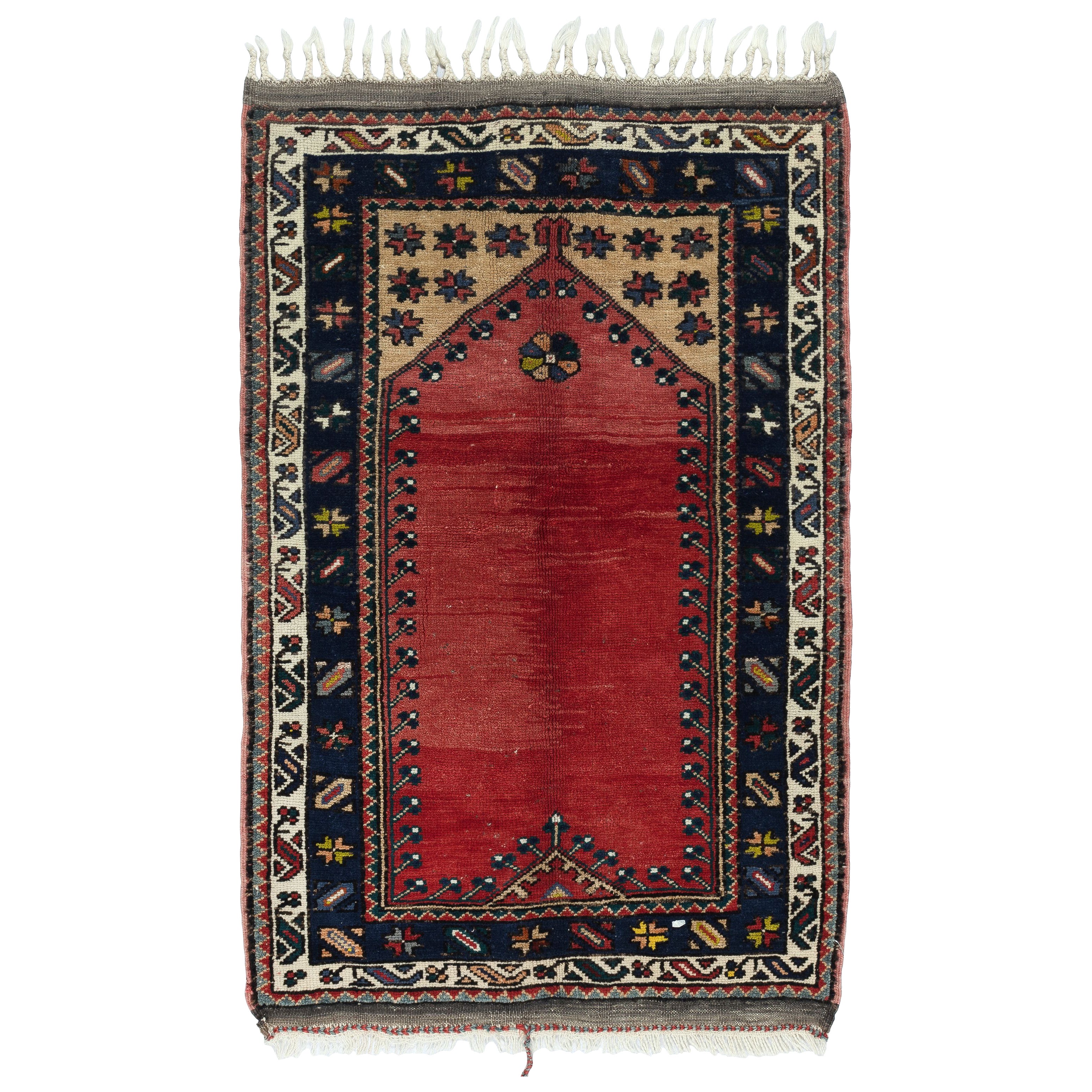 31x45 inch Vintage One of a Kind Turkish Prayer Rug.  Prayer Mat