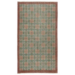 4x6.8 Ft One-of-a-pair Vintage Handgefertigter türkischer Akzentteppich mit Blumenmuster mit floralem Design
