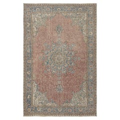 7x10,5 Ft handgefertigter Vintage-Teppich aus Wolle. Einzigartiger türkischer Teppich