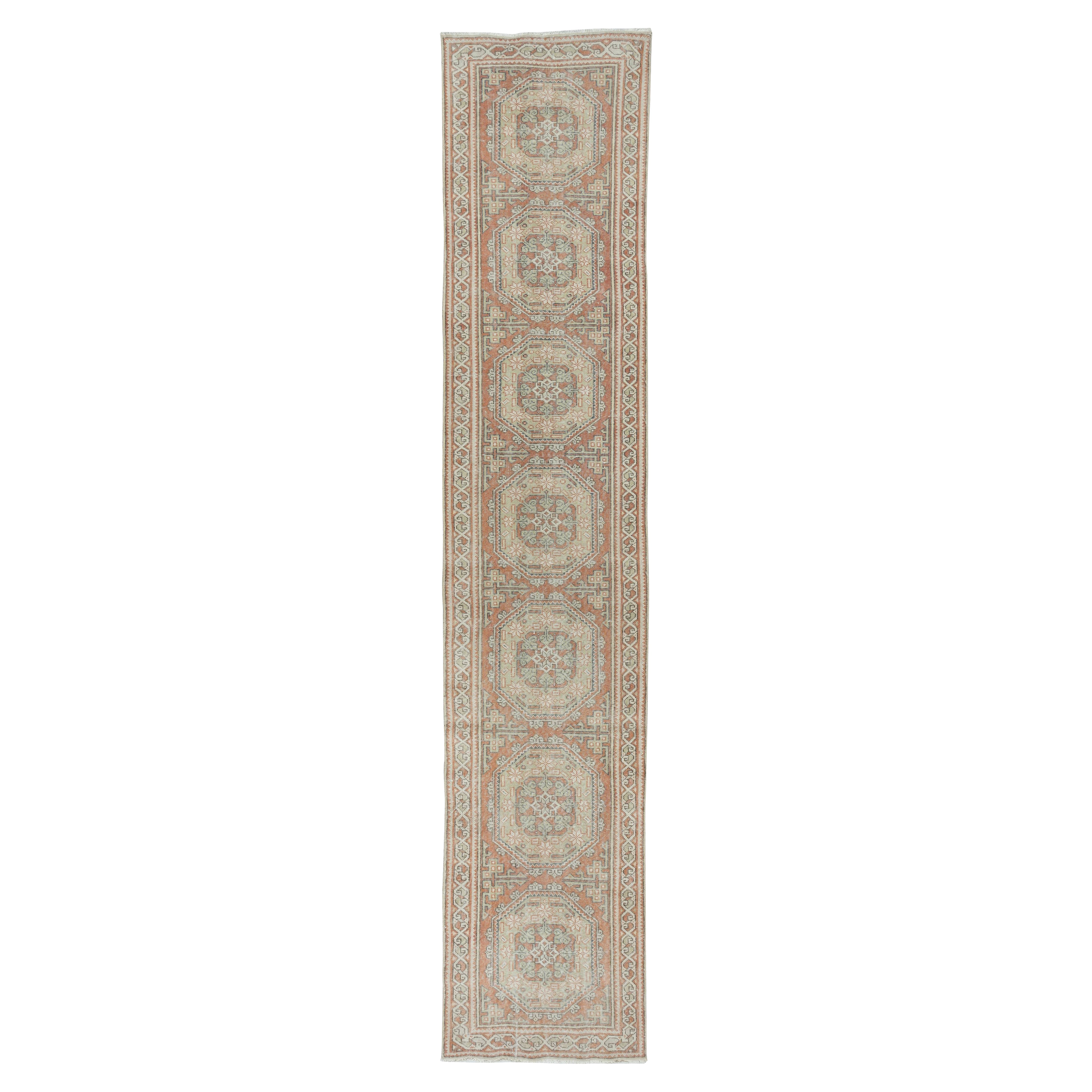 2.7x13.7 Ft Old Kitchen Runner Rug. Hallway Rug. Stair Rug. Narrow Corridor Rug