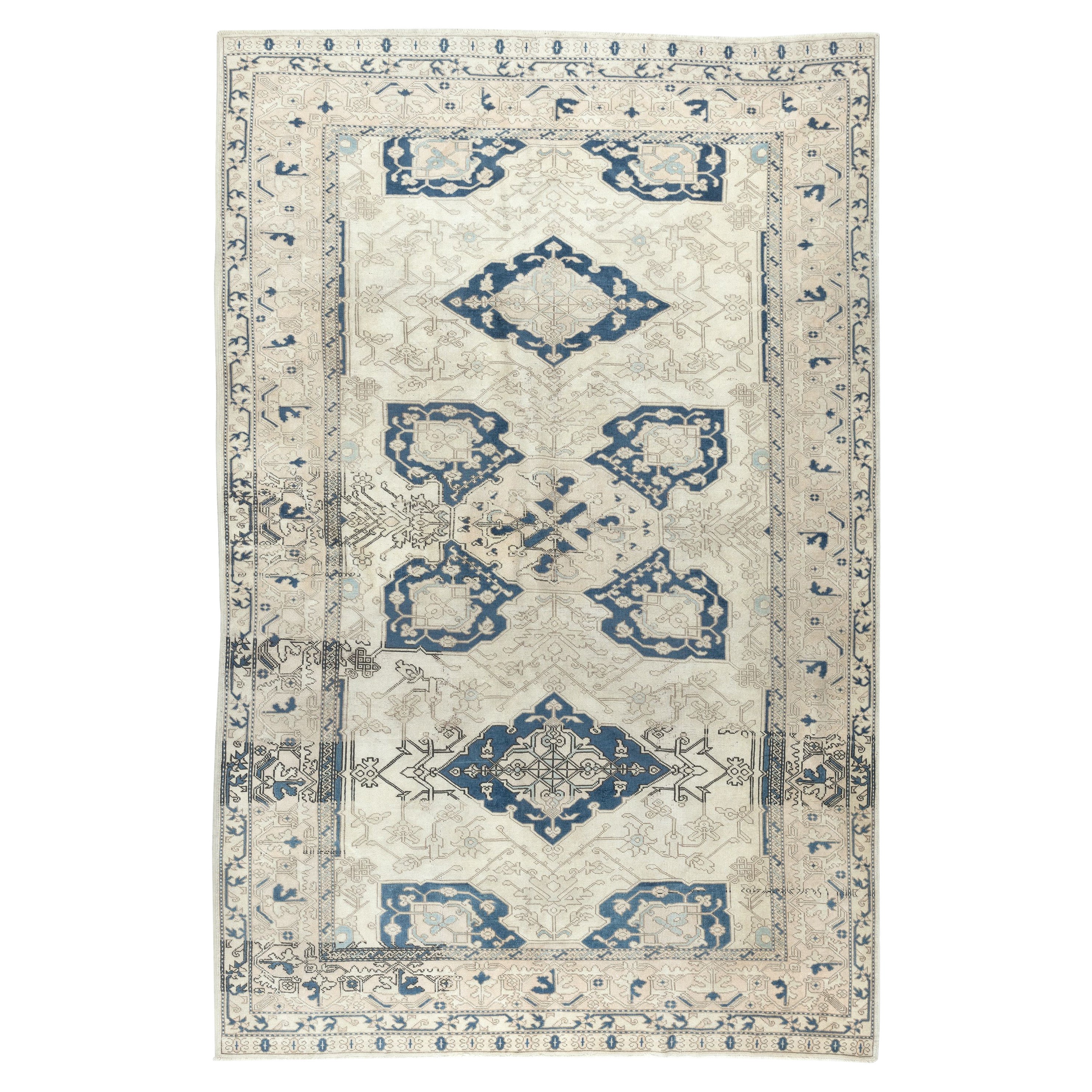 6.7x10 Ft Decorative Vintage Handmade Turkish Area Rug, 100% Wool