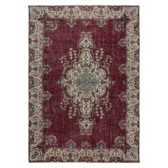 8x11.4 Ft Einzigartiger handgefertigter großer Vintage-Teppich, maroonroter türkischer Teppich, handgefertigt