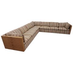 Burled Olivewood Two-Piece Sectional Sofa, Signed Milo Baughman 3