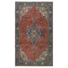 5.8x9 Ft Vintage Handmade Turkish Wool Area Rug with Medallion Design