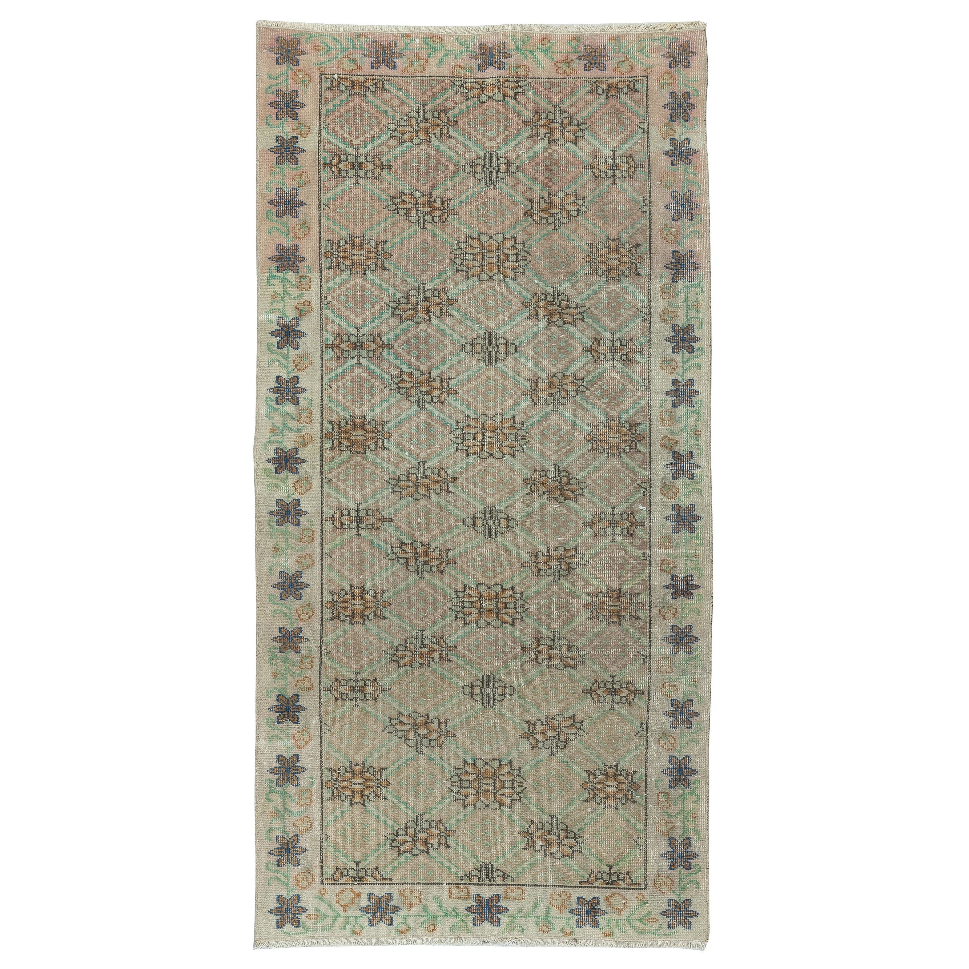 3x6.3 Ft Handmade Turkish Accent Rug for Kitchen. Petit tapis vintage pour l'entrée