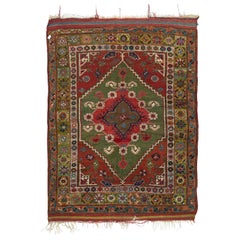 Tappeto antico Dazkiri 4.8x6 Ft, Anatolia centro-occidentale, 1920 ca.