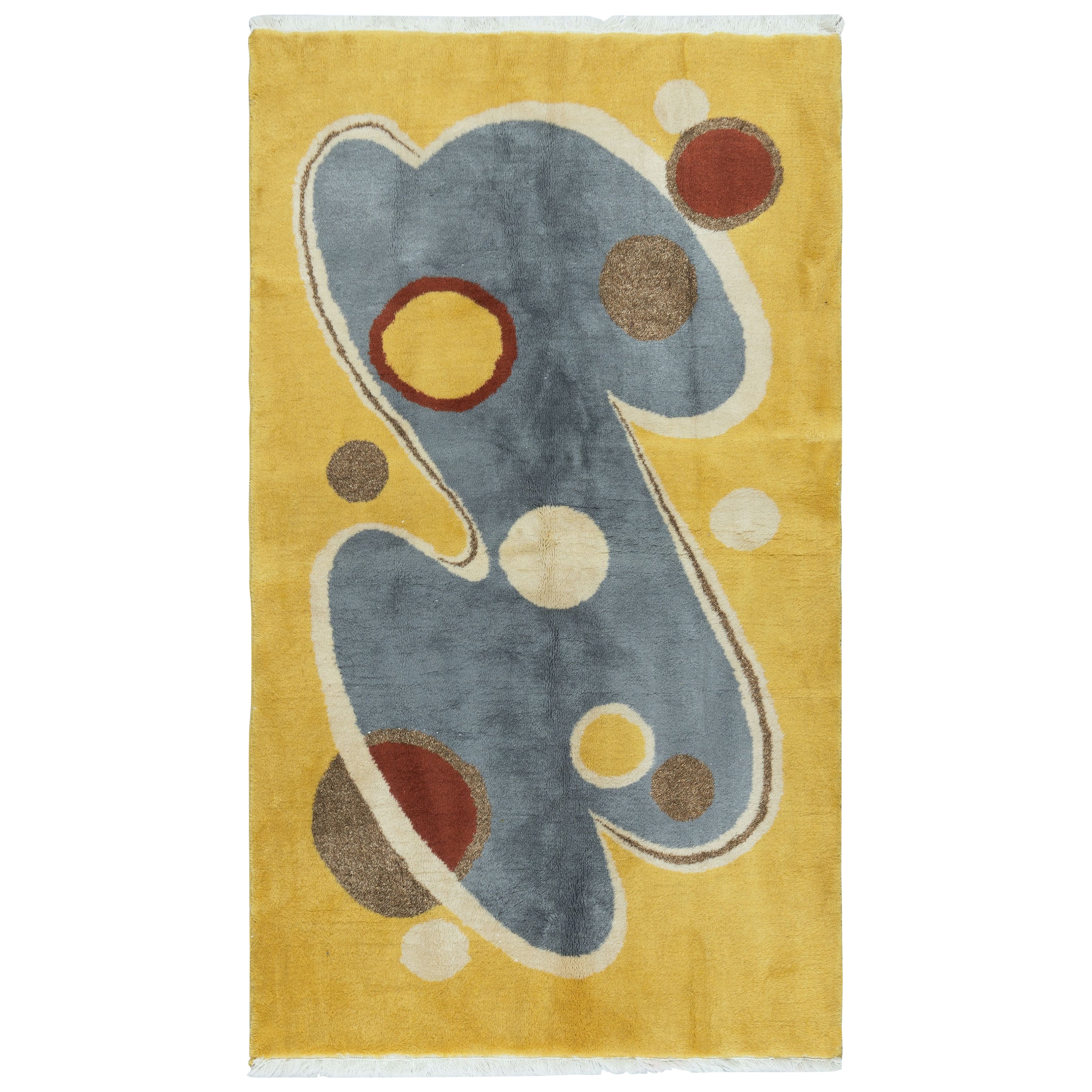 4x7 Ft Vintage Handmade Turkish Rug Designed by Singer and Artist Zeki Muren