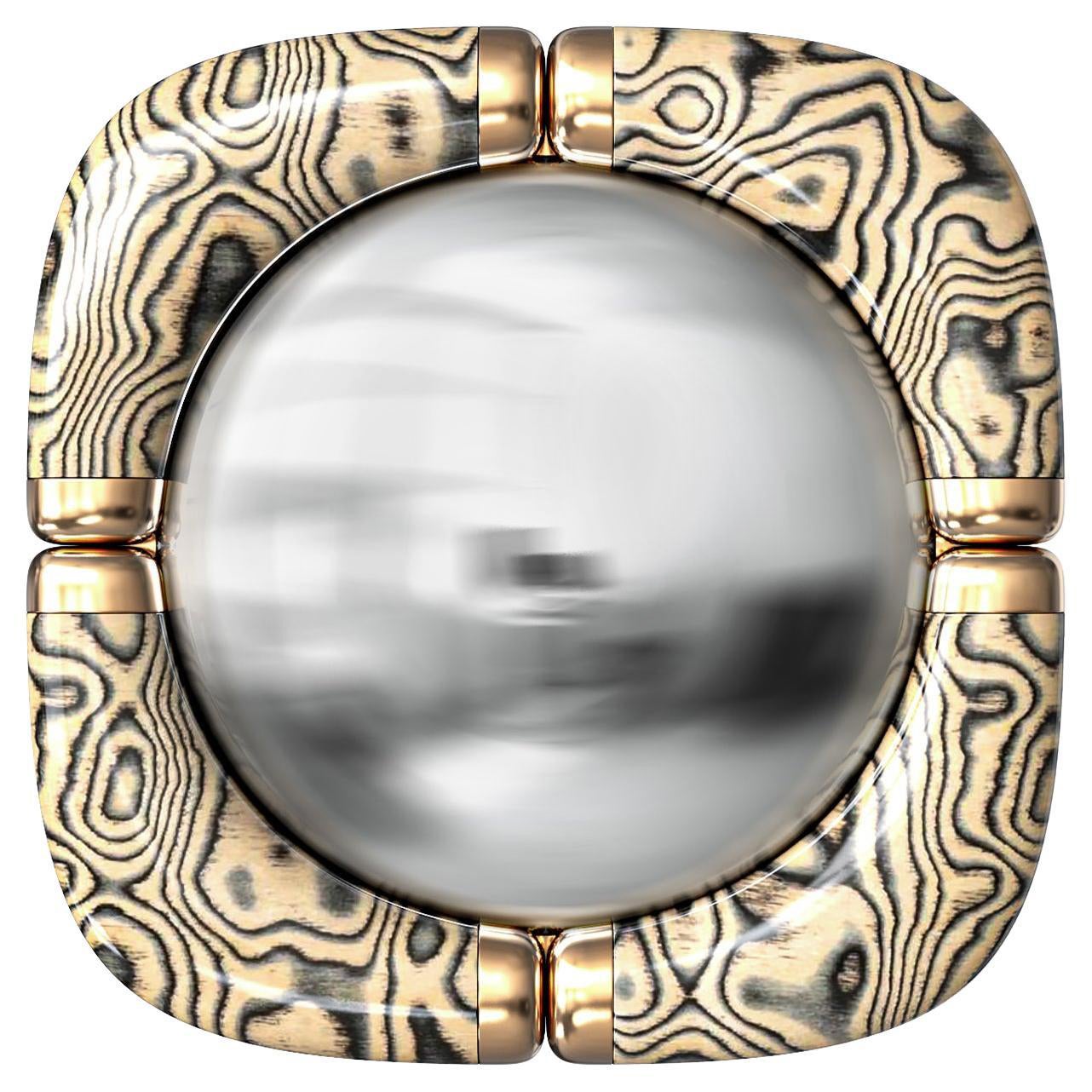 "Candice" Convex Wall Mirror with Bronze Details, Handmade, Istanbul