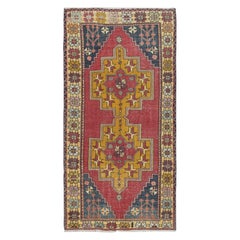 4.2x8.6 Ft Unique Hand Knotted Vintage Turkish Oriental Rug. 100% Wool