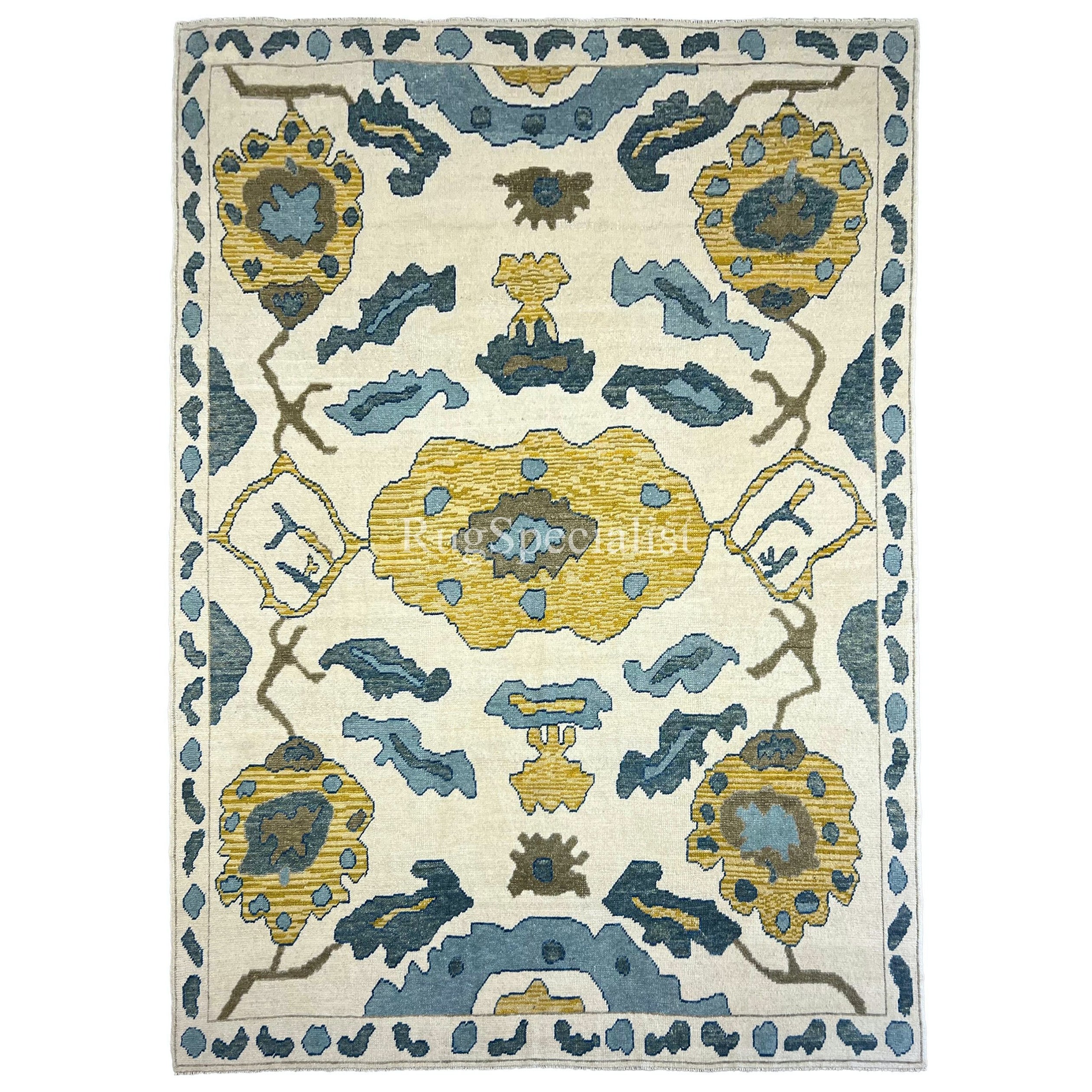 8x11 Ft Modern Handmade Premium Quality Turkish Oushak Rug, 100% Wool For Sale