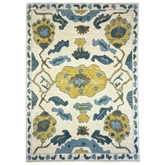 8x11 Ft Modern Handmade Premium Quality Turkish Oushak Rug, 100% Wool