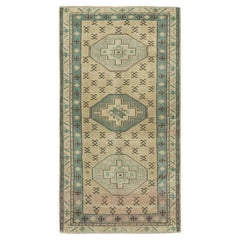 34x62 in Mid-Century Handmade Turkish Accent Rug Made of Wool