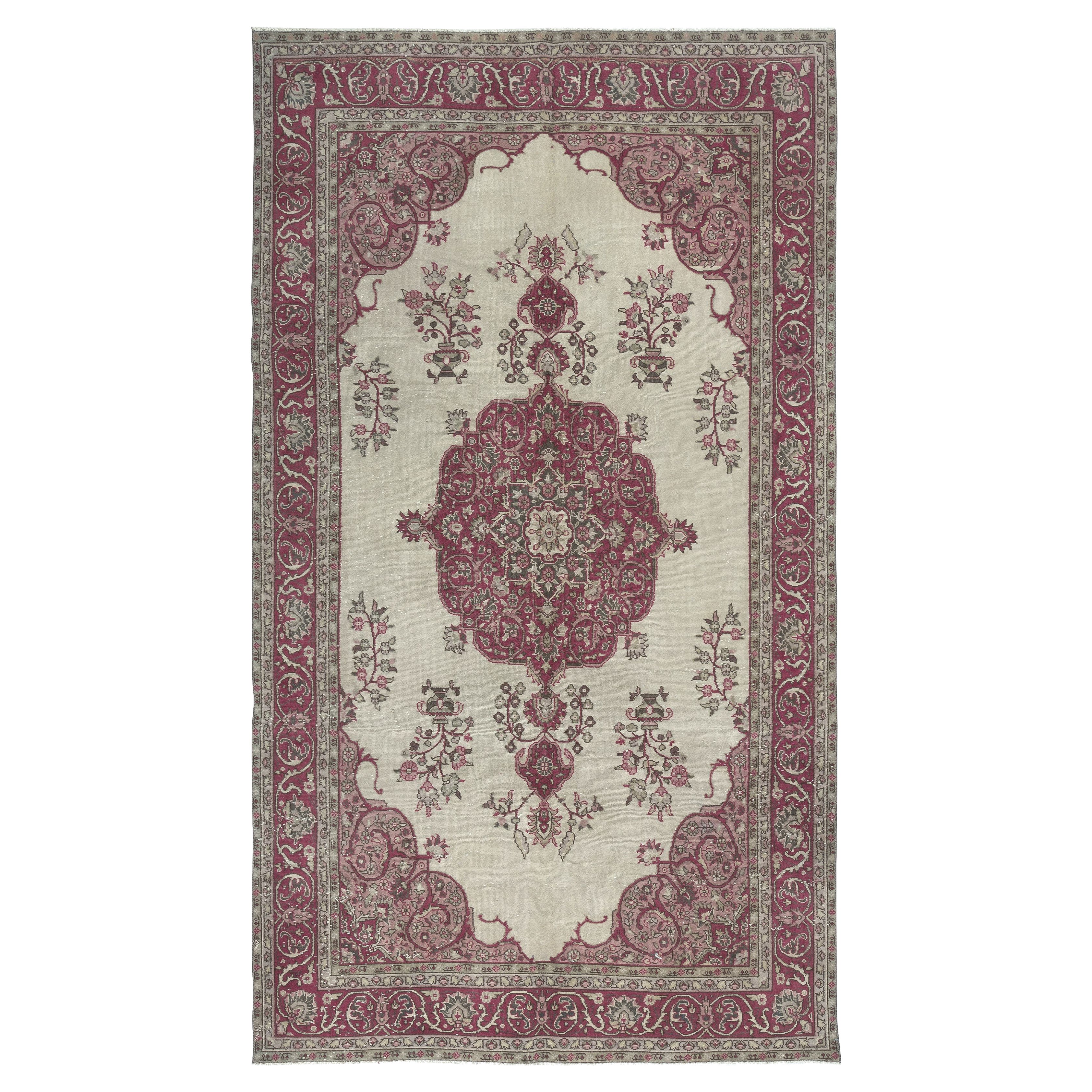 Handgefertigter Oushak-Teppich im Vintage-Stil für Landhaus, Bauernhaus und rustikales Dekor, 6,4x11.3 Ft