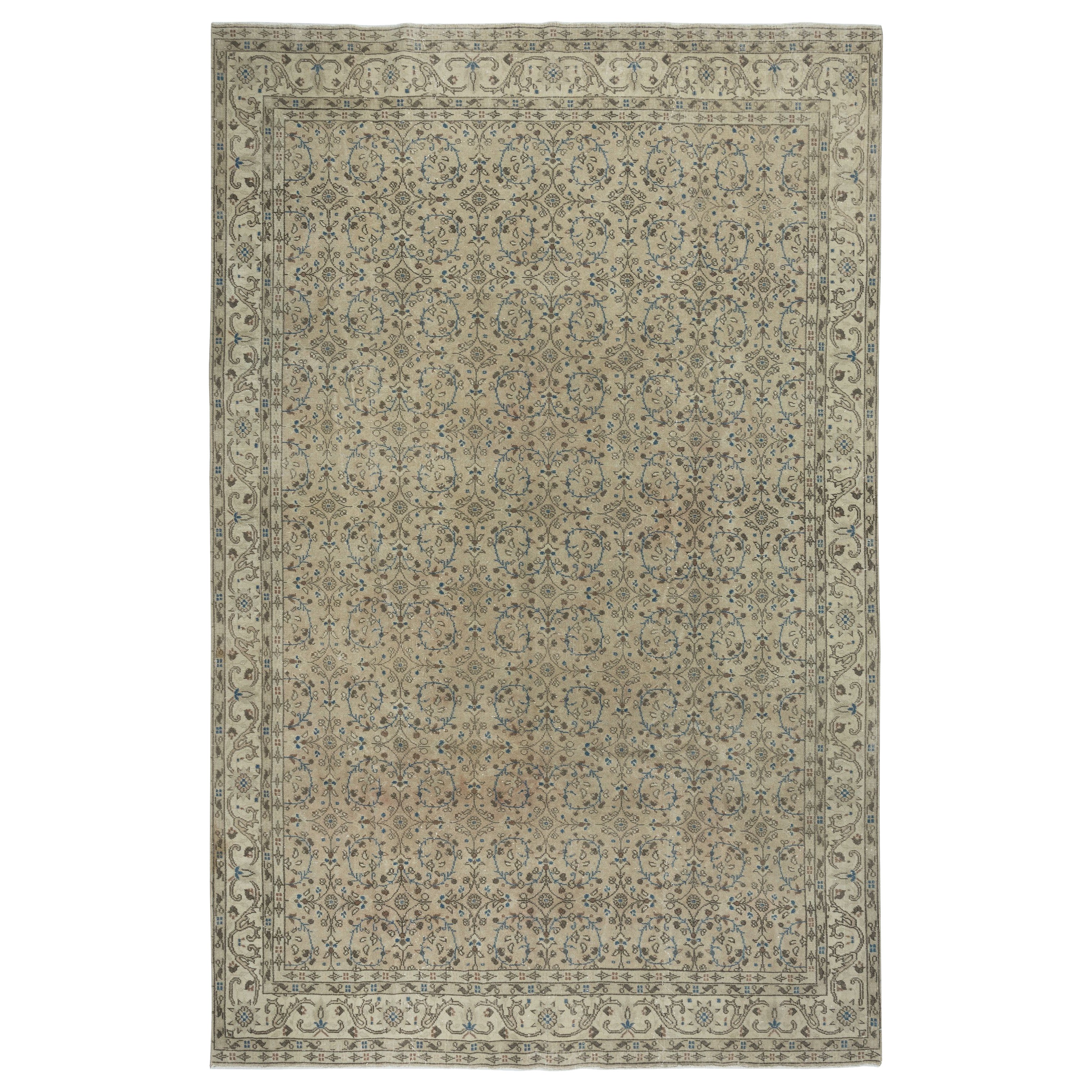 8x12.2 Ft One of a kind Vintage Rug. Handmade Turkish Carpet with Floral Design