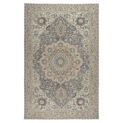 7x10.5 Ft Unique Vintage Handmade Turkish Wool Area Rug in Soft, Muted Colors