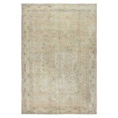 Alfombra turca vintage beige hecha a mano de 2,5 x 2,5 metros para decoración rústica y de granja