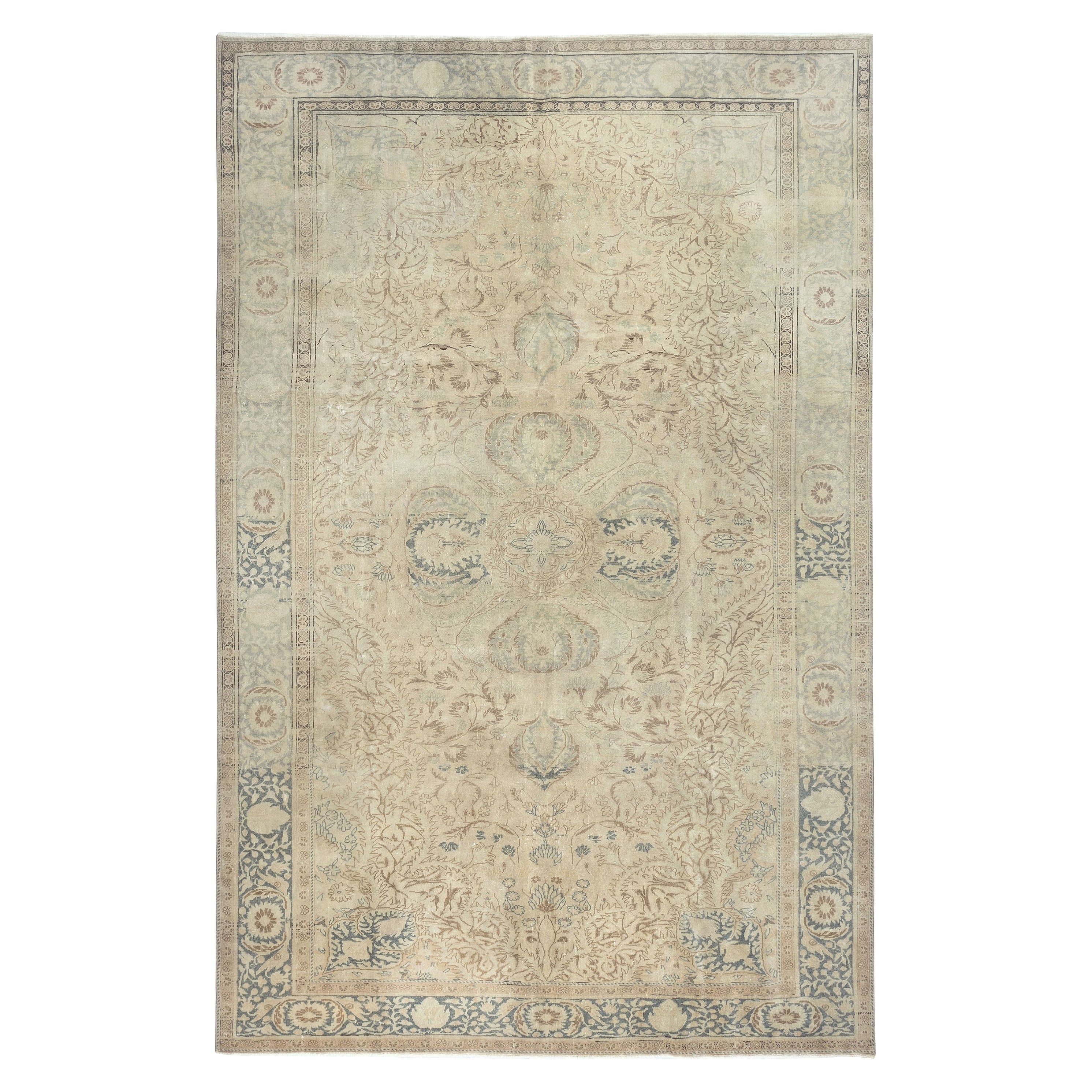 6.4x10 Ft Vintage Hand Knotted Turkish Area Rug for Living Room and Dining Room