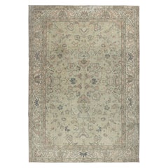 8x11 Ft Hand Knotted Turkish Area Rug with Floral Design and Soft Green Field