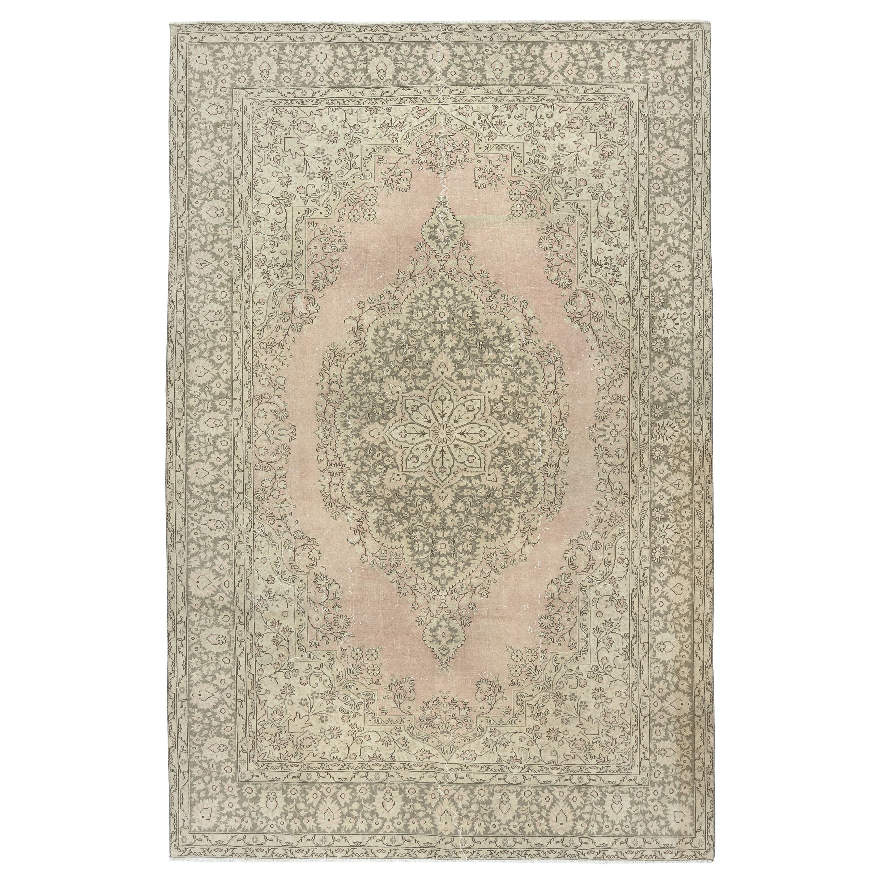 6.8x10.5 Ft One-of-a-pair Vintage Area Rug. Handmade Turkish Carpet