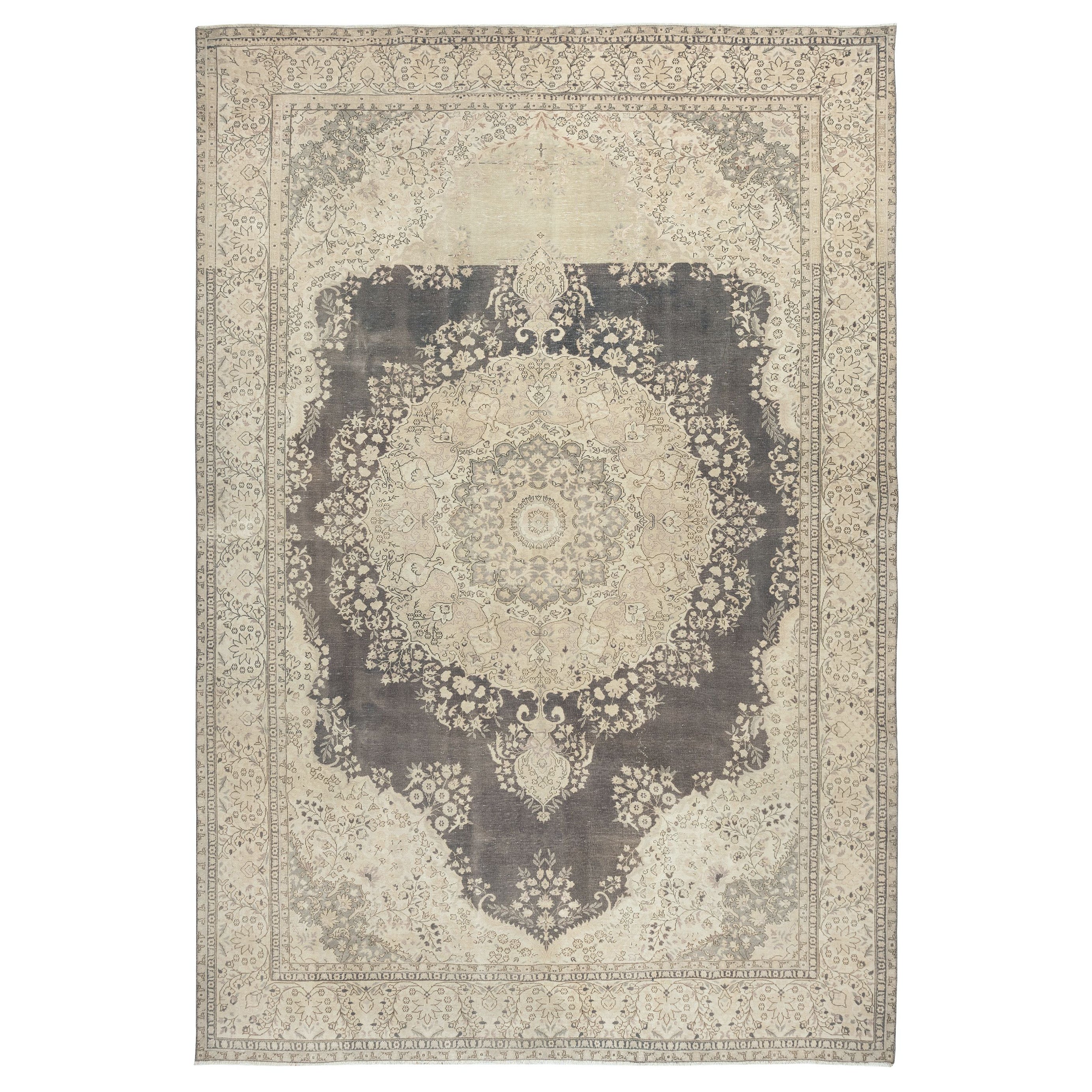 7.8x11.6 Ft One of a kind Vintage Turkish Area Rug. Handmade Sun Faded Carpet